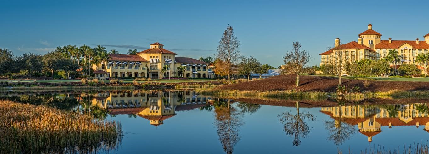 Tiburon Golf Club, palm framed fairway and water, Naples, Southwest Florida