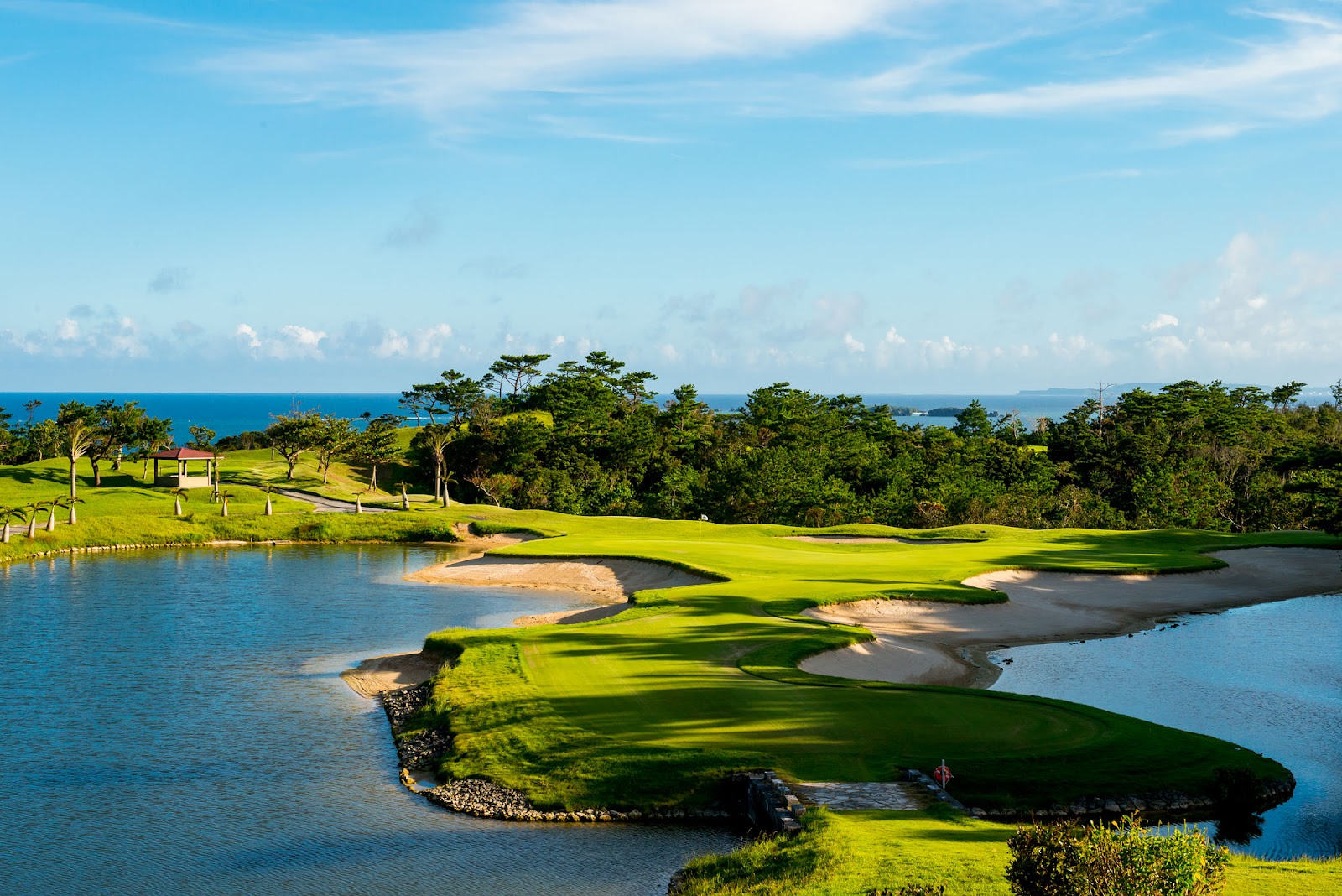 Kanucha Golf Course, fairways above Oura Bay near Nago, Okinawa