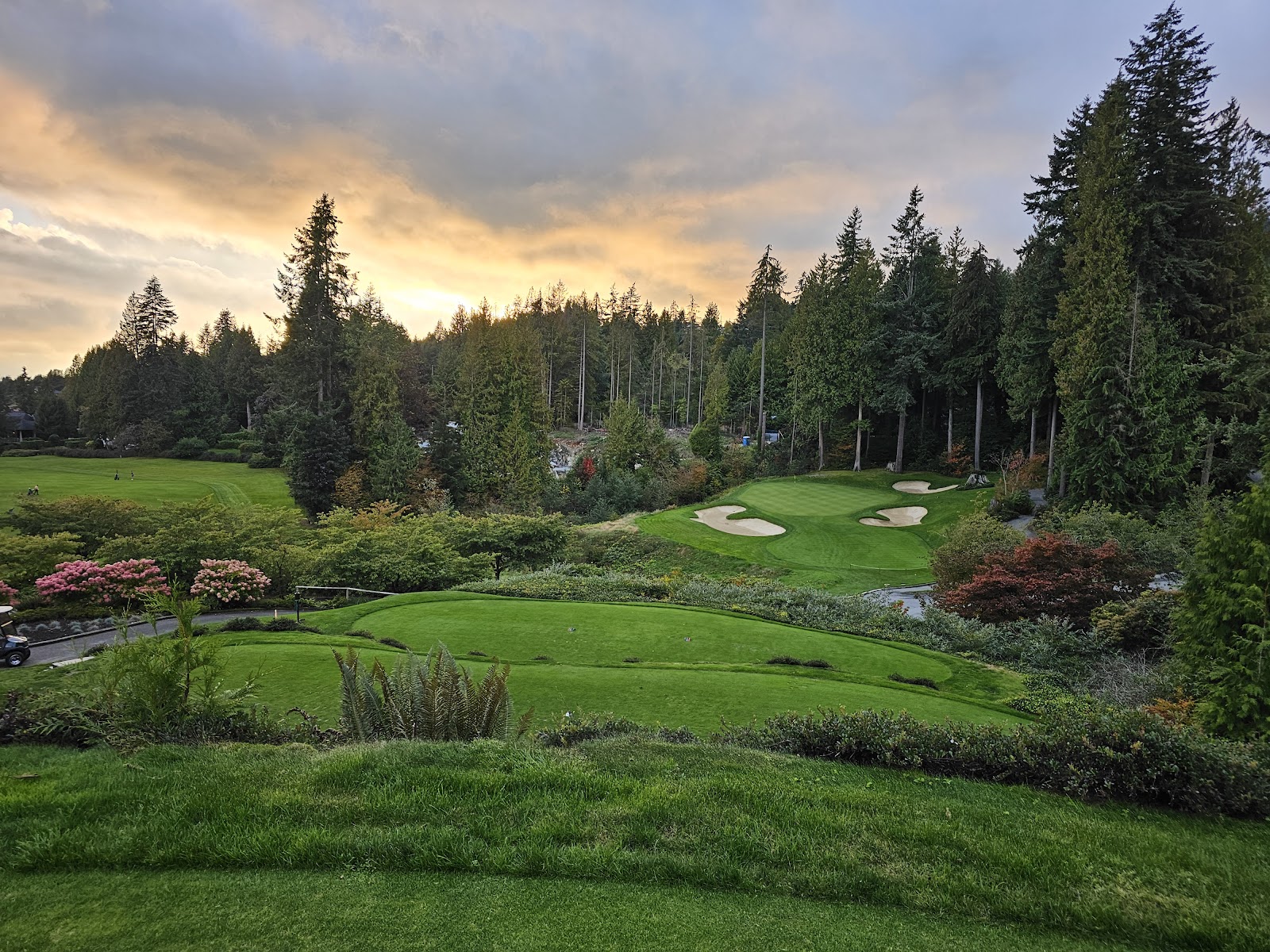 Capilano Golf and Country Club above West Vancouver with views over the city and Burrard Inlet, British Columbia, Canada