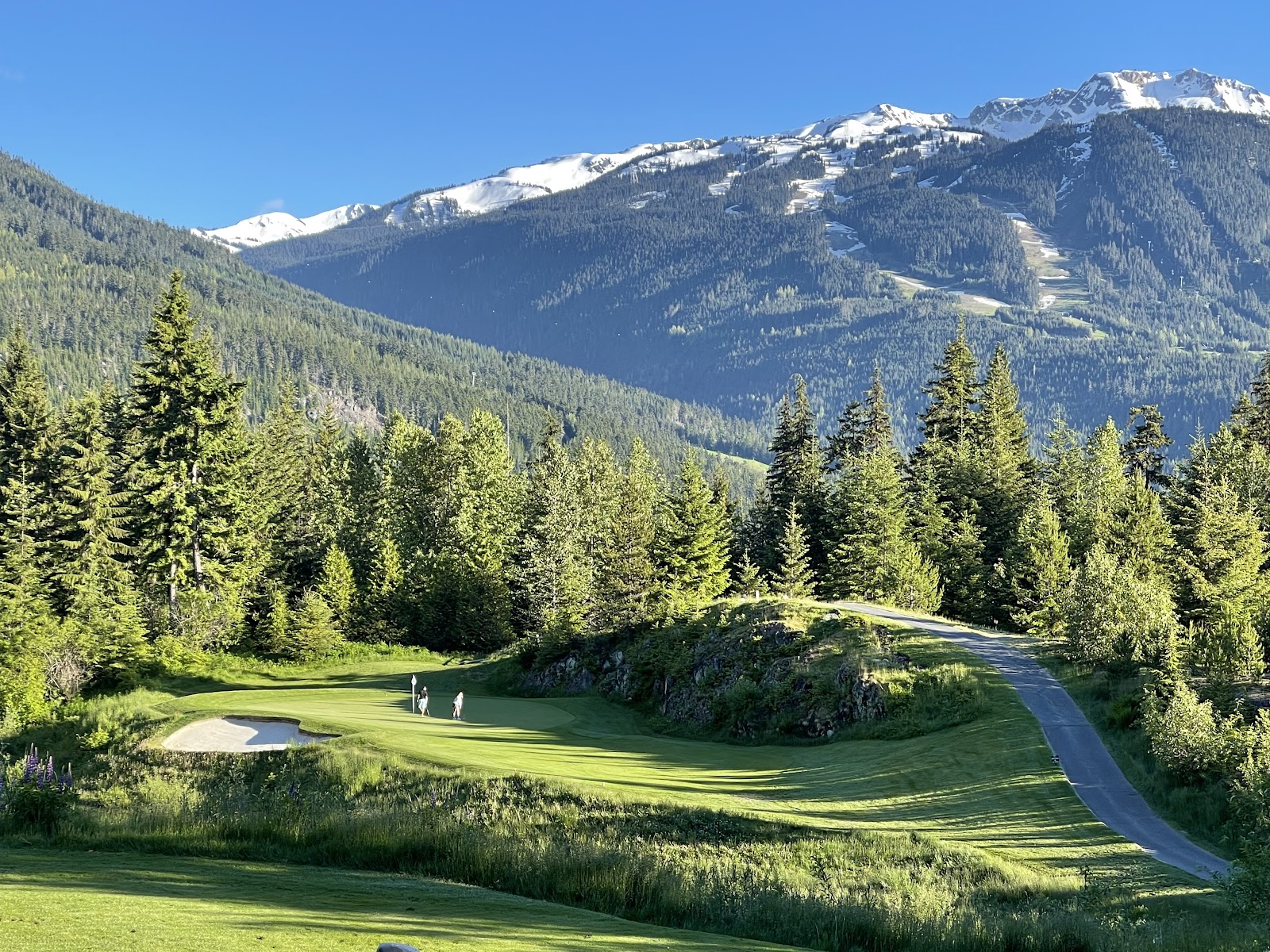 Fairmont Chateau Whistler Golf Club, mountain fairway below Blackcomb Mountain in Whistler, British Columbia, Canada