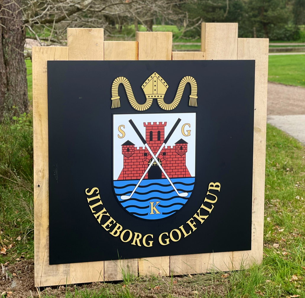 Silkeborg Ry Golf Club, forest fairway among pines and hills in the Danish Lake District near Silkeborg, Denmark