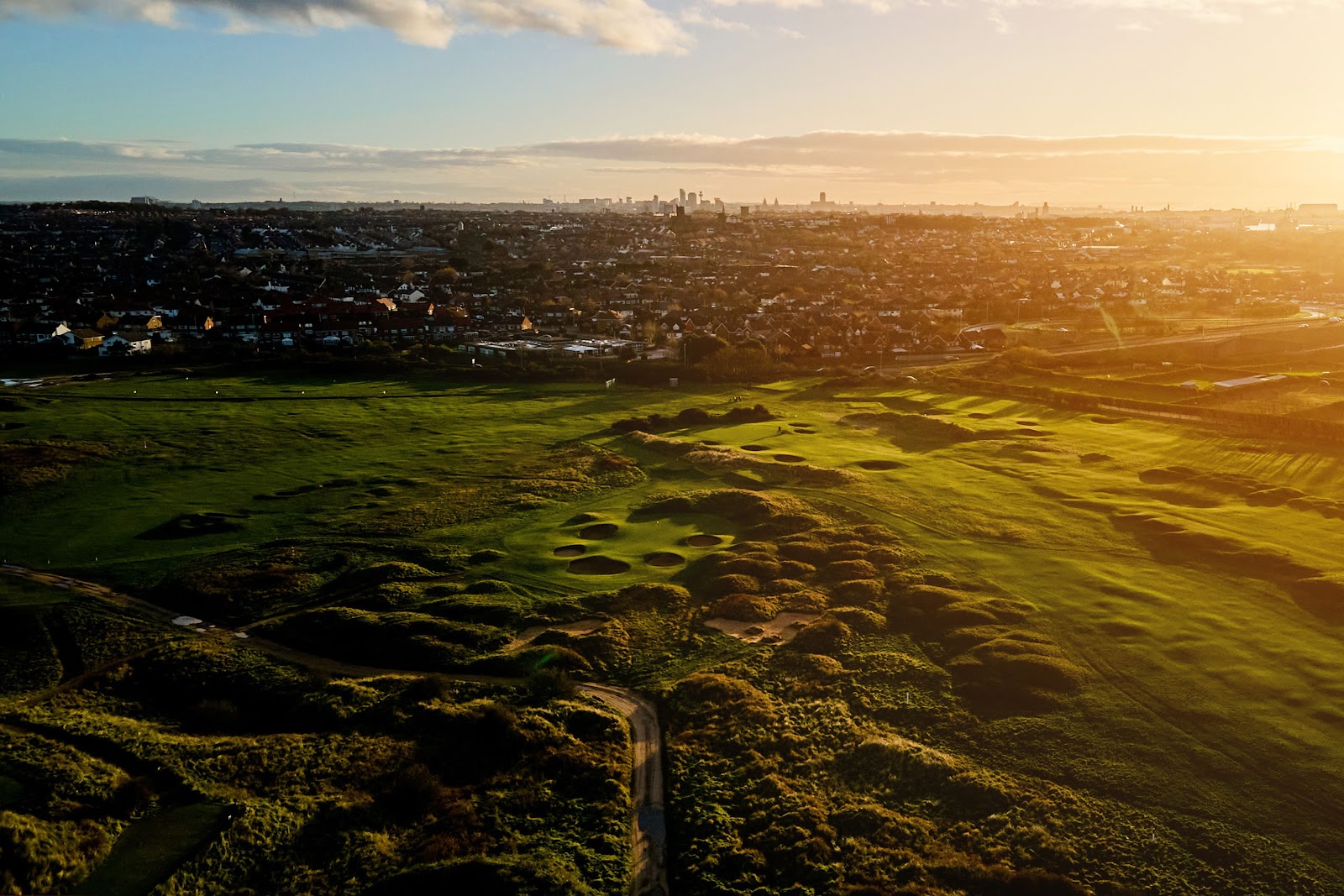 Wallasey Golf Club links running through high dunes on the Wirral peninsula, England