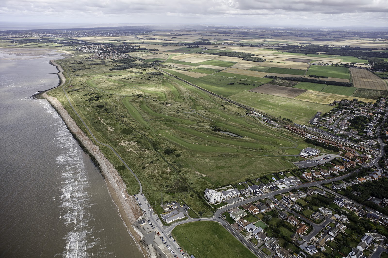 West Lancashire Golf Club, links fairways and dunes on the Sefton coast with the Irish Sea beyond