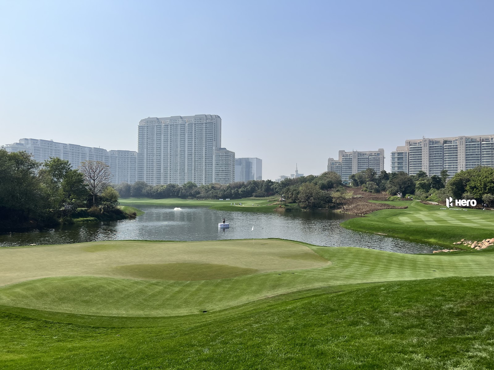 DLF Golf and Country Club, Gary Player Course quarry and lake holes in Gurugram near Delhi, India