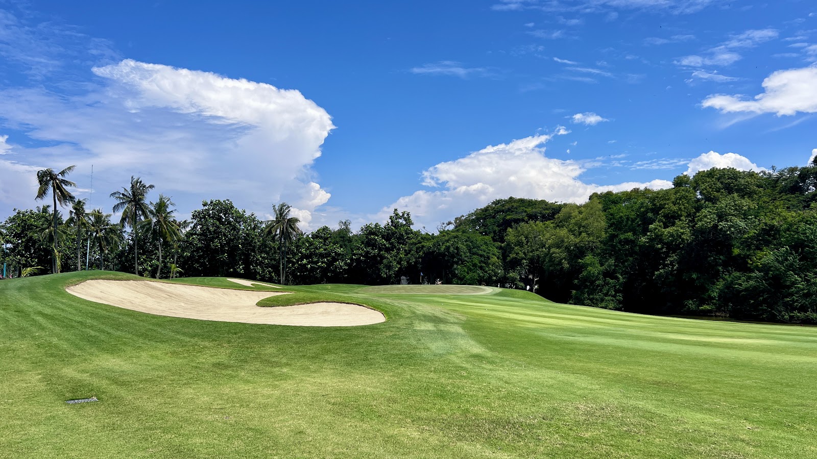 Damai Indah Golf PIK Course, water framed fairway and undulating green in Pantai Indah Kapuk, North Jakarta