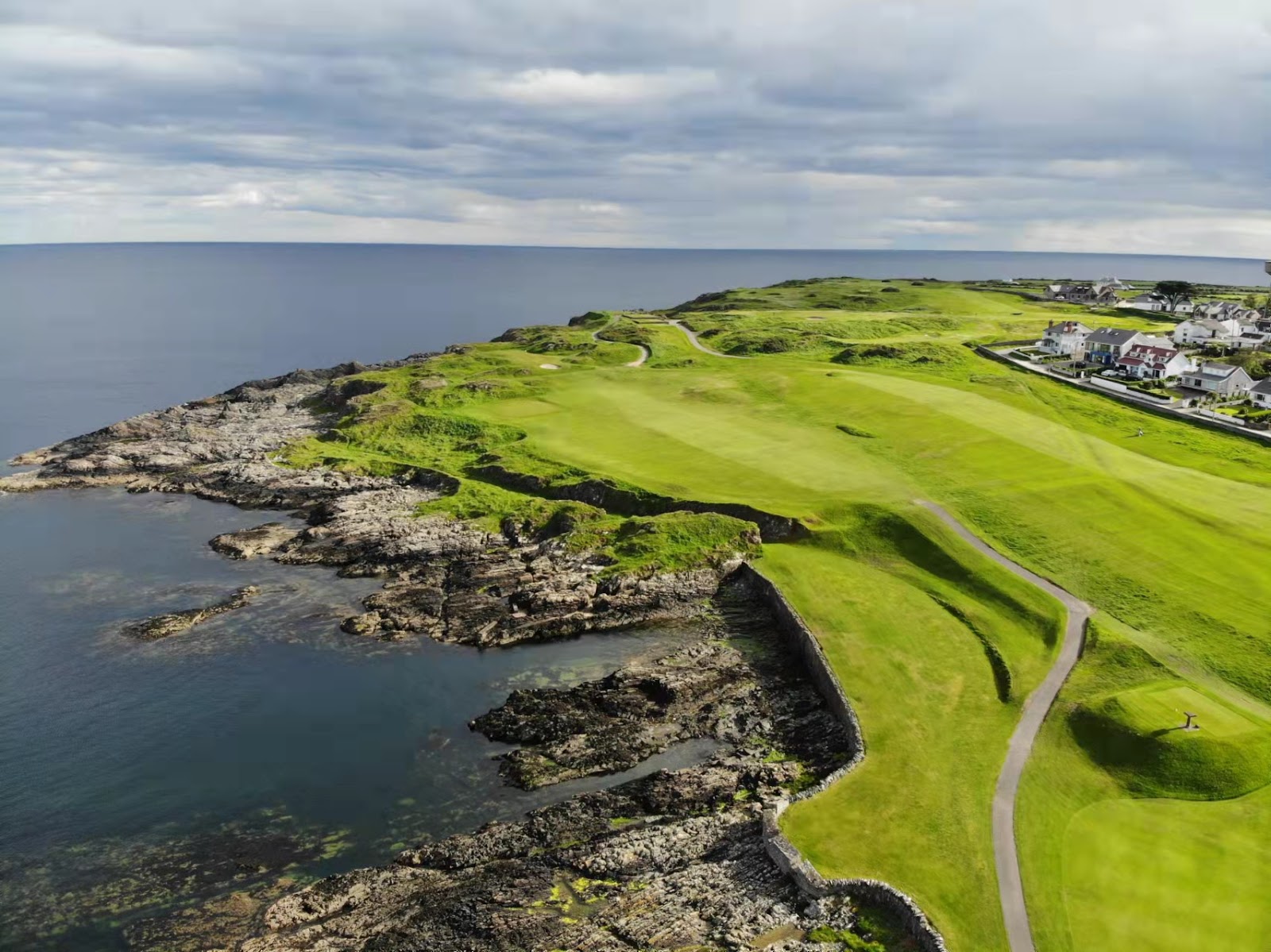 Ardglass Golf Club, cliff top links fairway above the Irish Sea in County Down, Northern Ireland