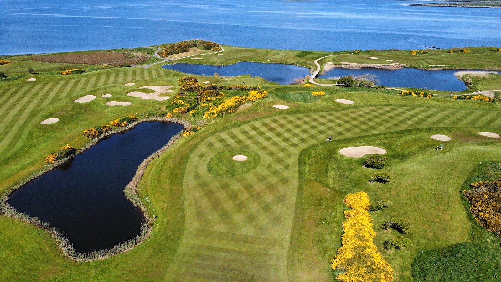 Galway Bay Golf Resort on the Renville peninsula with Galway Bay beyond, Oranmore, Ireland