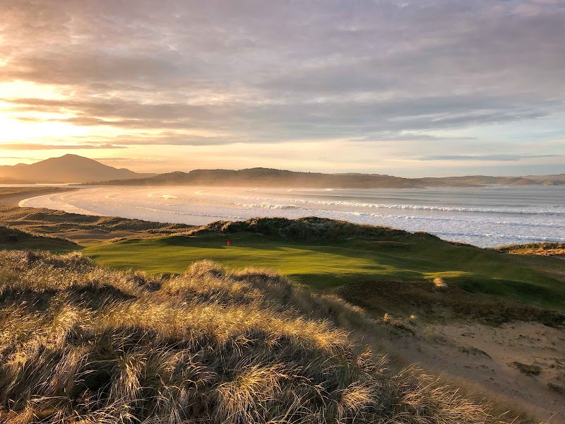 St Patrick's Links at Rosapenna, County Donegal, fairway running through high dunes toward Sheephaven Bay