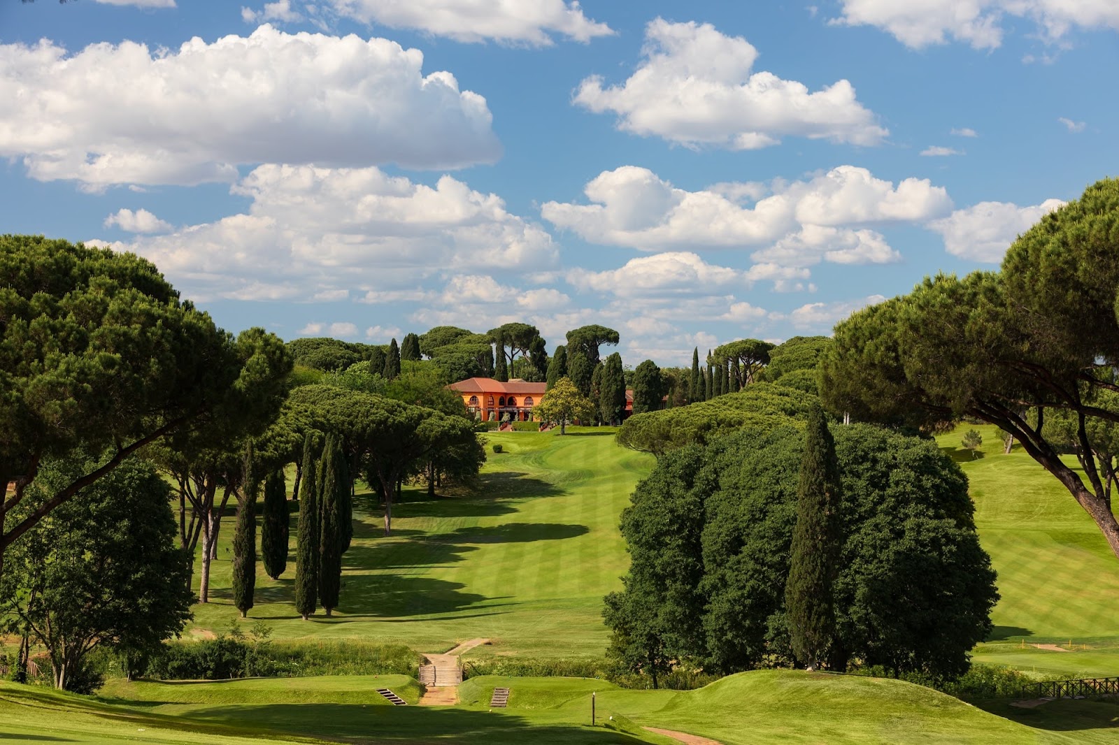 Circolo del Golf Roma Acquasanta, parkland fairway with Roman aqueduct ruins on the Appian Way in Rome, Italy