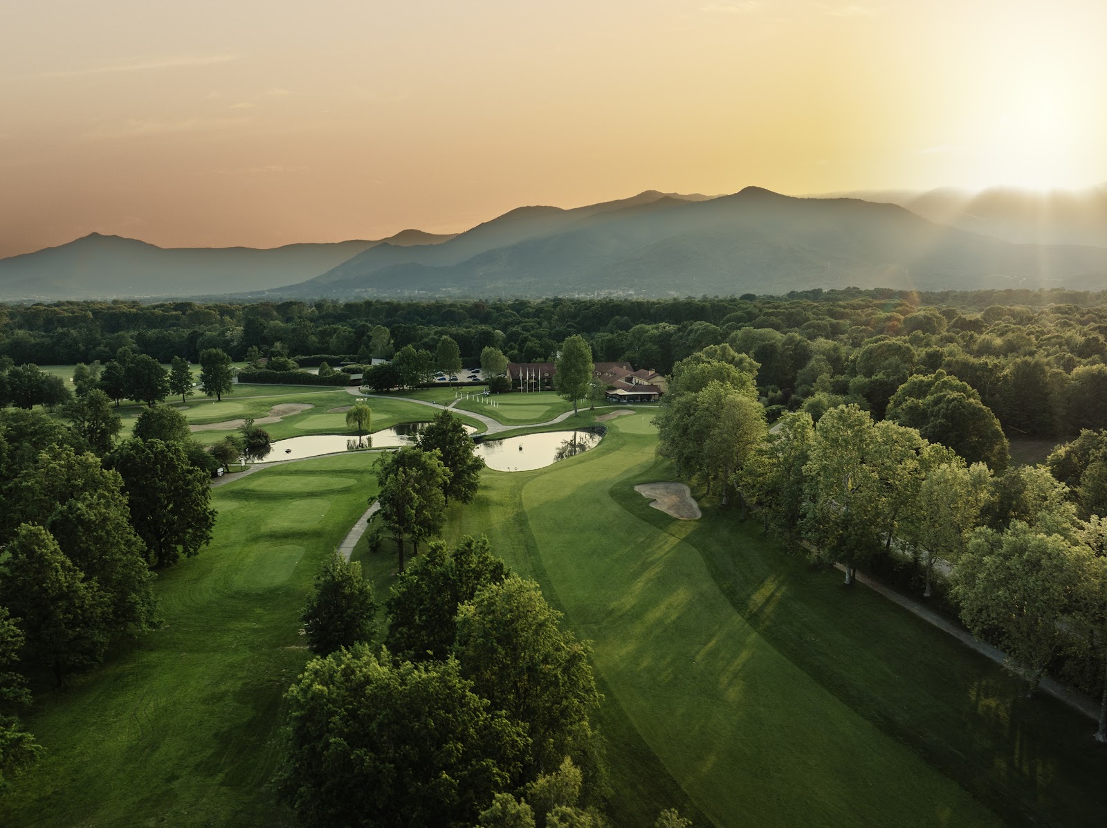 Royal Park I Roveri Allianz Course fairways among oaks in the Parco della Mandria near Turin, Italy