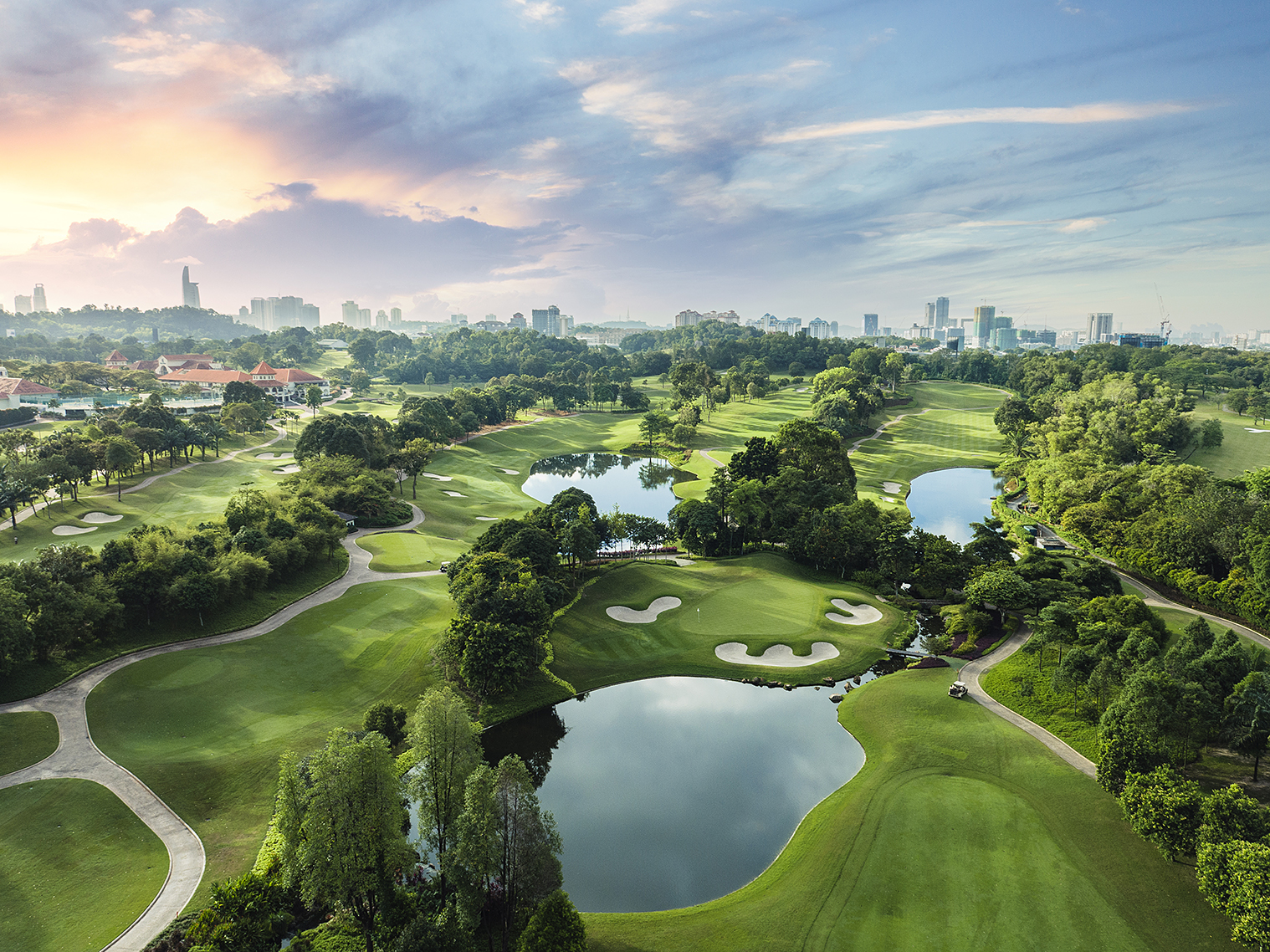 Kuala Lumpur Golf and Country Club East Course, water laced fairway at Bukit Kiara, Malaysia