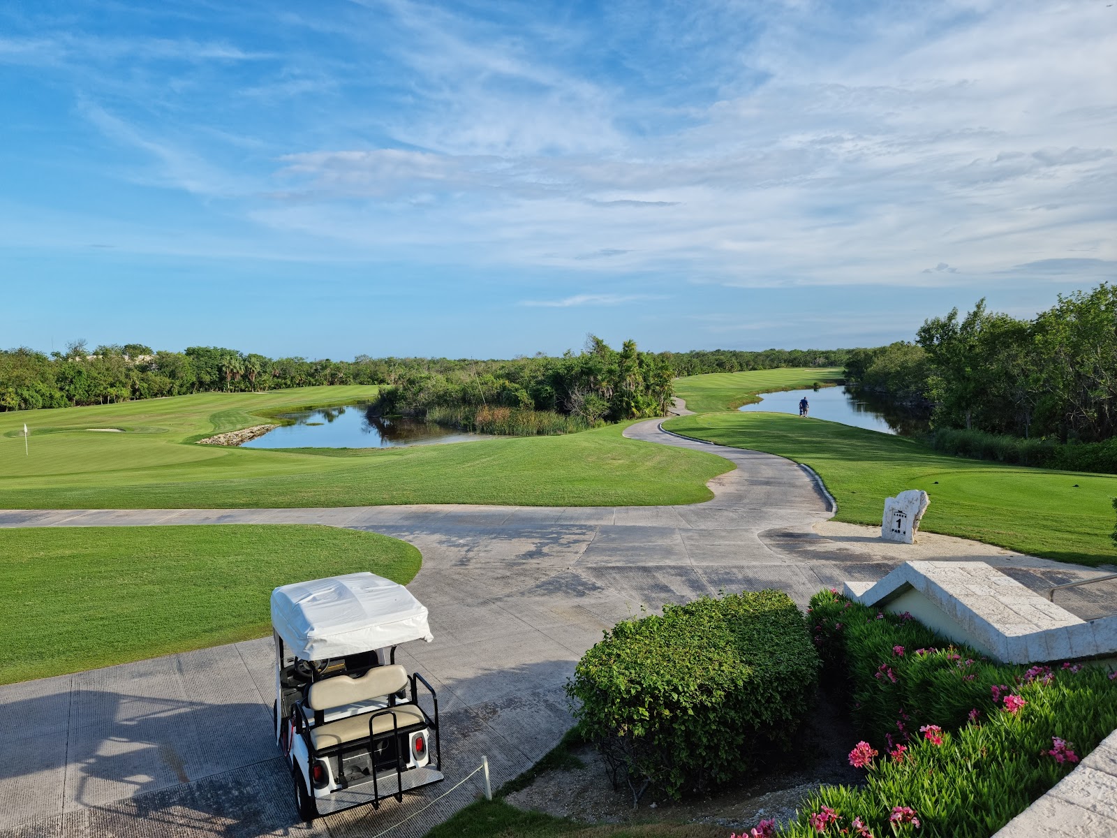 Moon Palace Golf Club fairways winding through Yucatan jungle and lakes near Cancun, Mexico