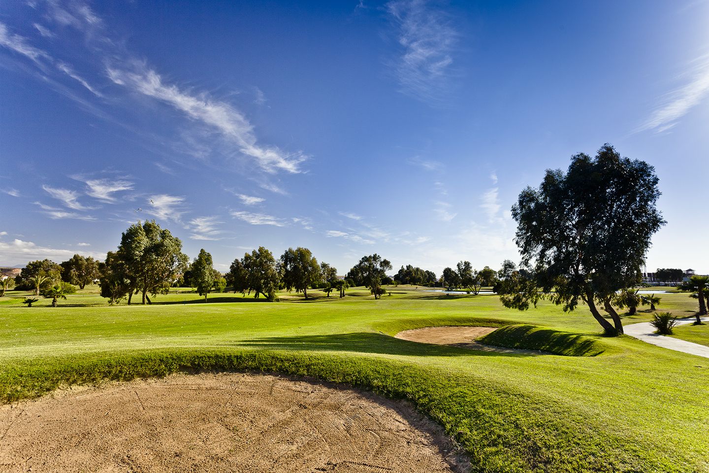 Saidia Golf, water defended fairway beside the Mediterranean on the Saidia Med resort, eastern Morocco