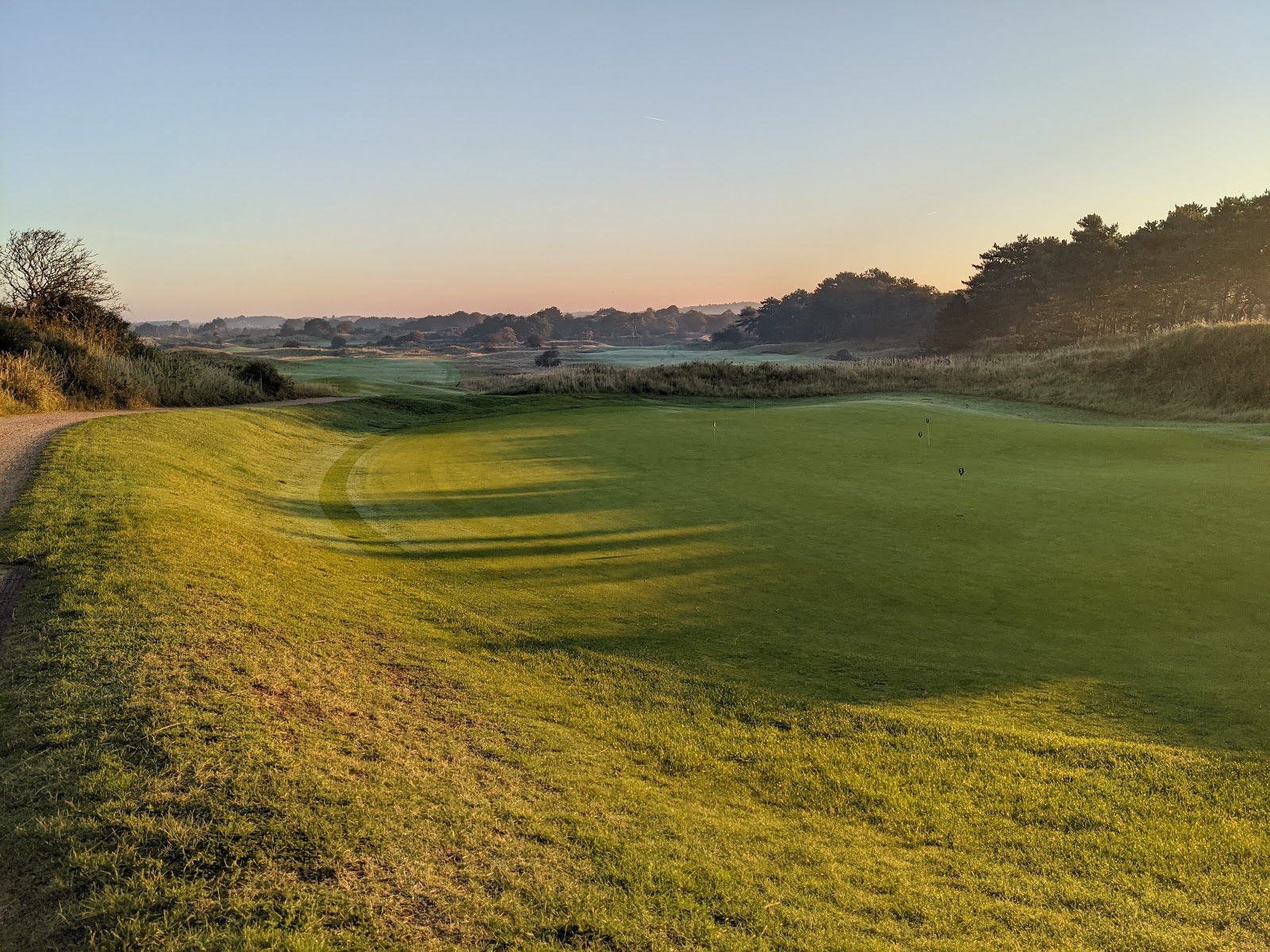 Kennemer Golf & Country Club, dune fairway framed by heather and marram near Zandvoort, Netherlands