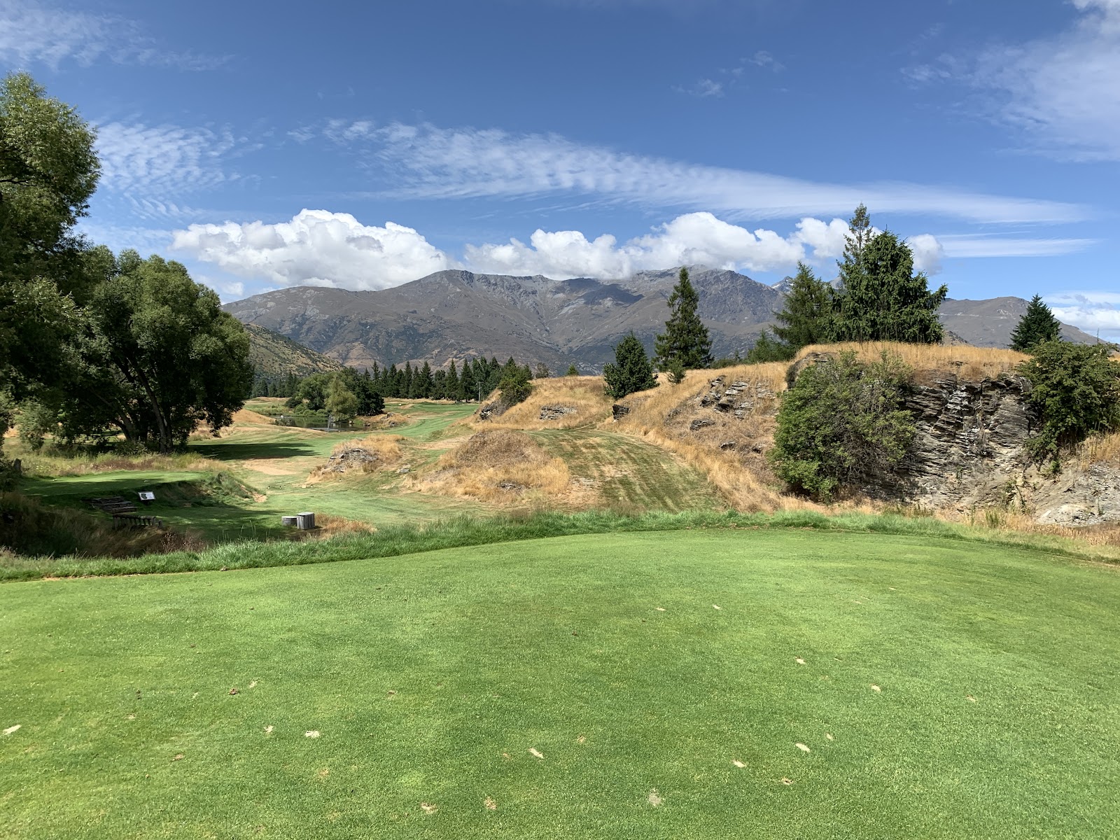 Arrowtown Golf Club, bunkerless fairways in a glacial vale with exposed rock near Arrowtown, Otago, New Zealand