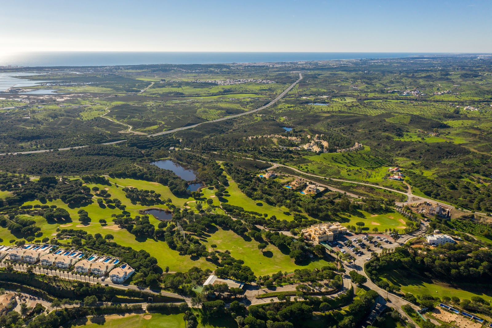 Castro Marim Golfe and Country Club, fairway above the Guadiana river in the eastern Algarve, Portugal
