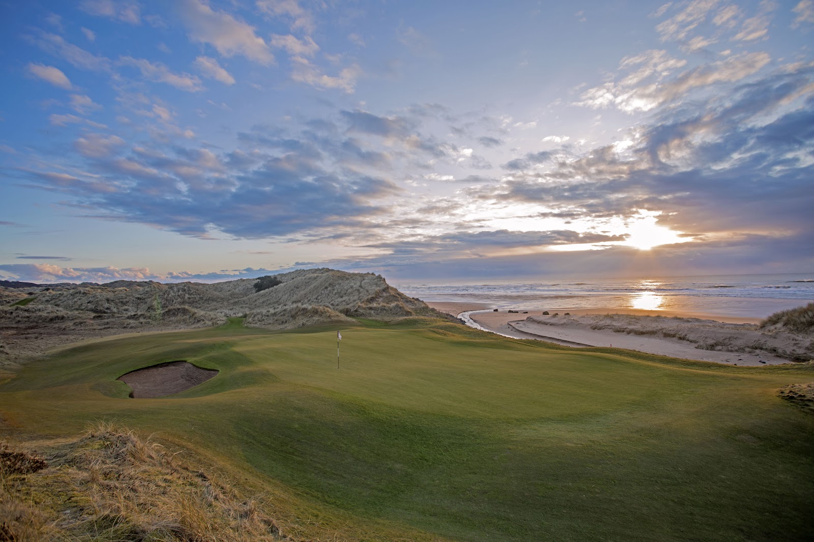 Trump International Golf Links threading the giant Menie dunes at Balmedie, Aberdeenshire, Scotland
