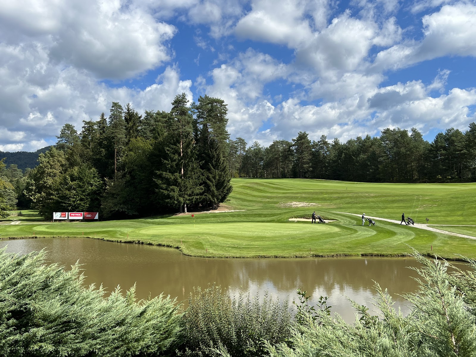 Arboretum Volcji Potok golf course, parkland fairway beside the botanical garden near Ljubljana, Slovenia
