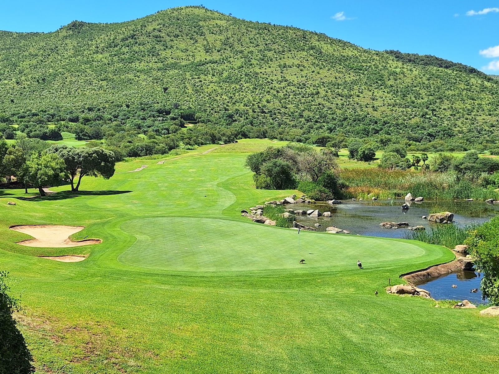 Lost City Golf Course, desert fairway through bushveld and rock at Sun City, South Africa