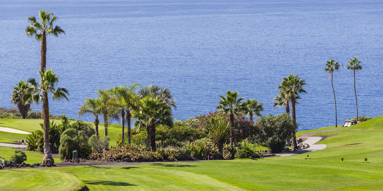 Golf Costa Adeje, undulating championship fairway above the coast at Adeje, Tenerife, Spain