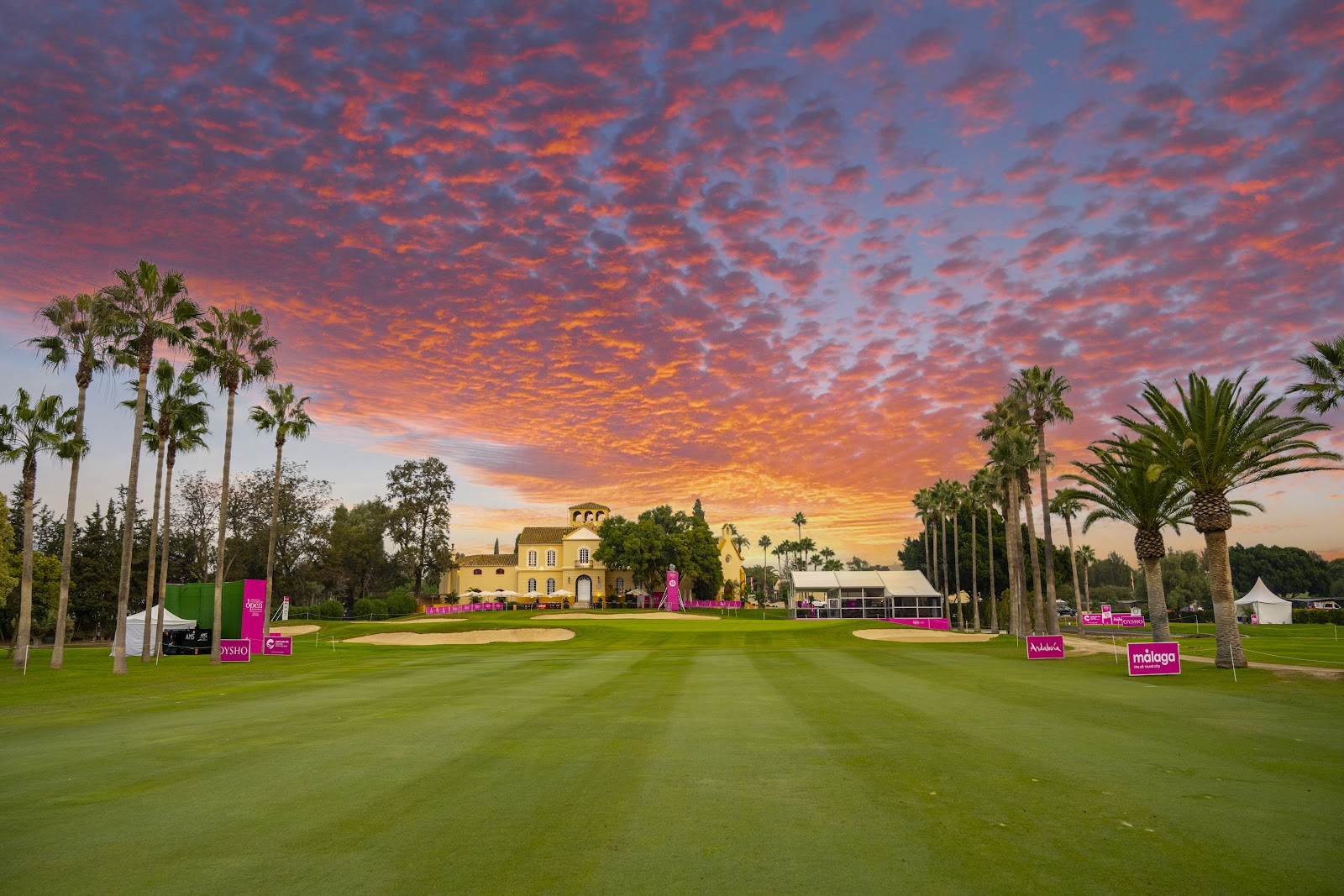 Real Guadalhorce Club de Golf, parkland fairway with mature trees near Malaga, Costa del Sol