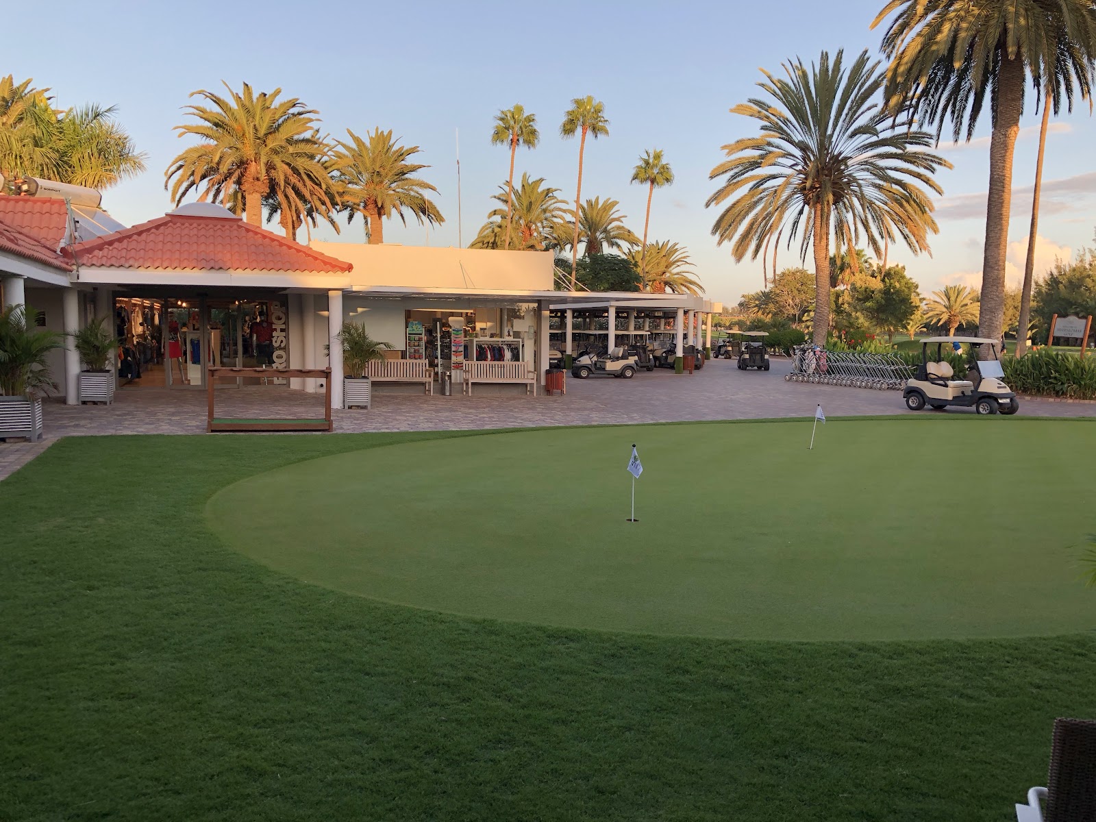 Maspalomas Golf in southern Gran Canaria, wide palm lined fairways beside the dunes