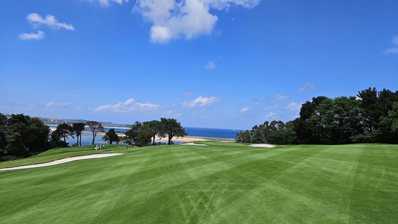Real Golf de Pedrena, tree lined fairways climbing a headland with views over Santander Bay, Cantabria, Spain
