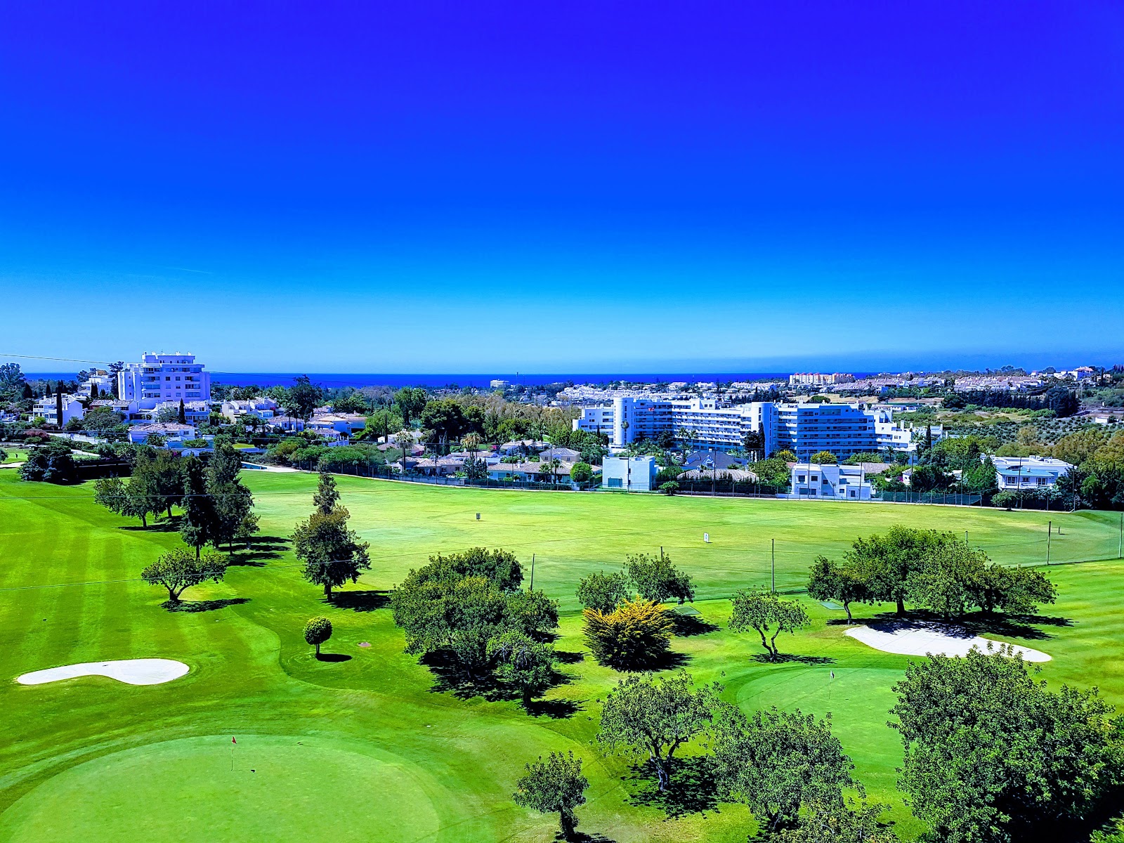 Real Club de Golf Guadalmina South Course, tree lined parkland fairway near San Pedro de Alcantara, Marbella, Spain