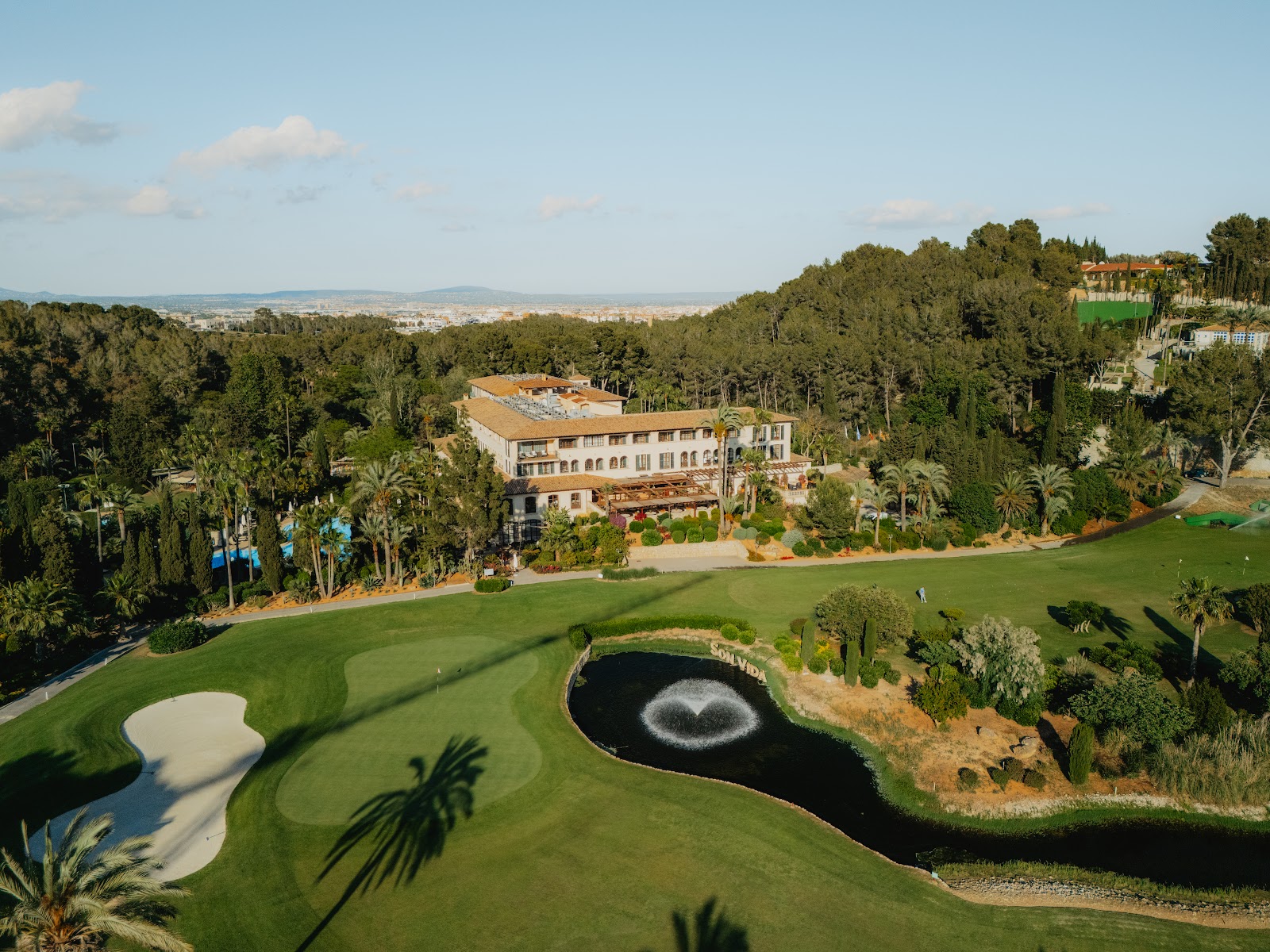 Golf Son Vida, tree lined fairway in the hills above Palma de Mallorca, Spain