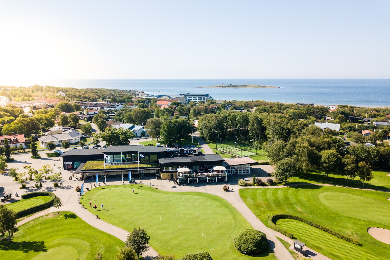 Halmstad Golf Club North Course, pine lined parkland fairway near the Kattegat at Tylosand, Sweden