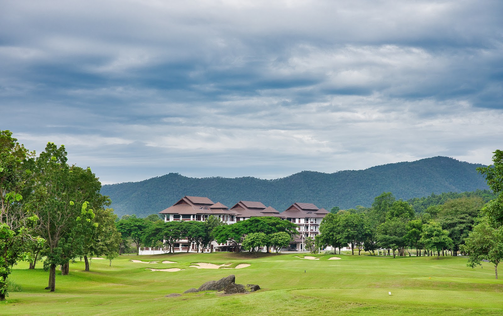 Chiangmai Highlands Golf and Spa Resort, rolling paspalum fairways below the mountains southeast of Chiang Mai, Thailand