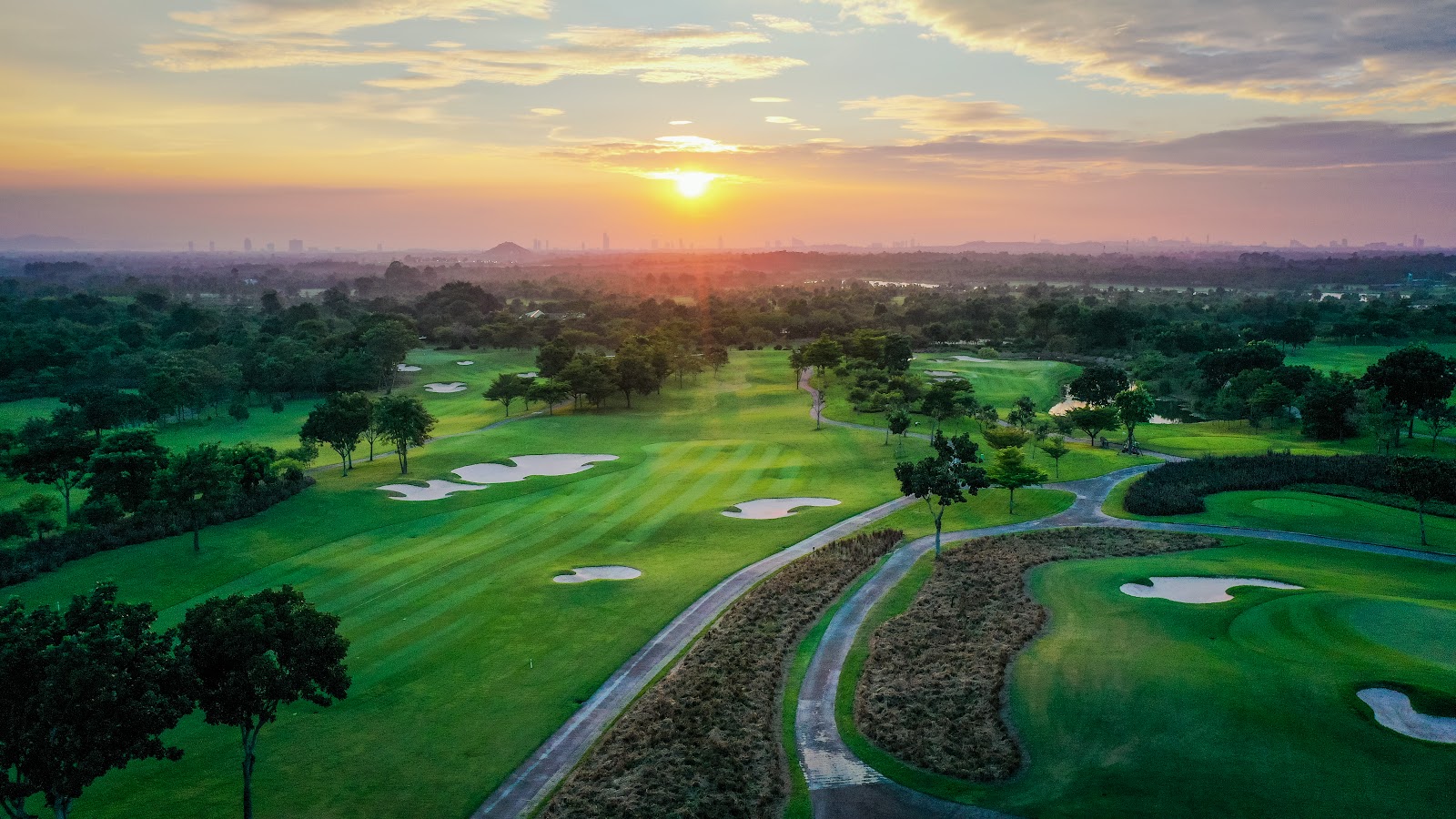 Siam Country Club Plantation Course, rolling fairway and bunkering above Pattaya, Thailand