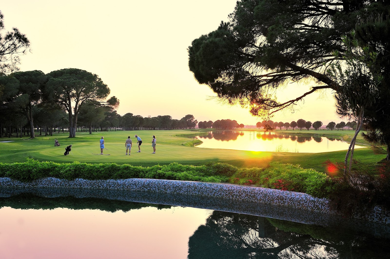 Gloria New Course fairways and lakes among pine at the Gloria Golf Resort in Belek, Turkey
