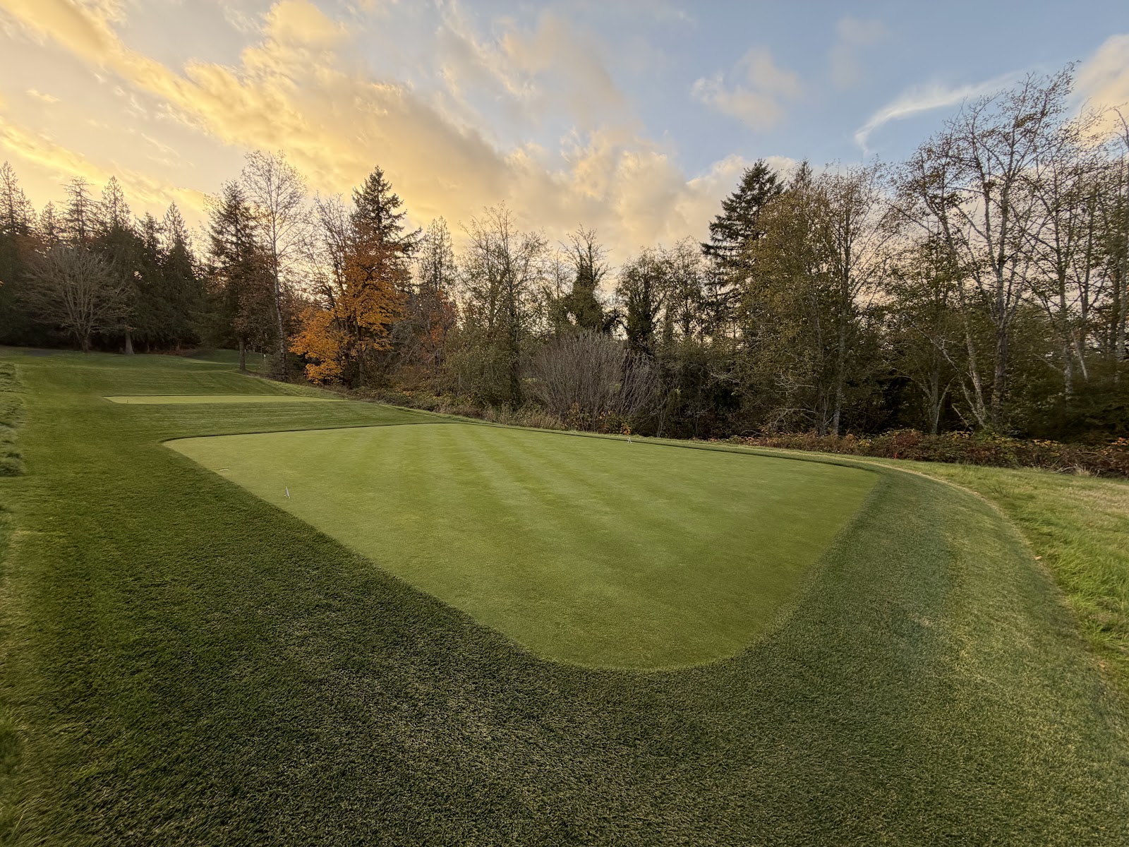 Aldarra Golf Club, rolling tree lined fairway on the former Boeing estate at Sammamish, Washington
