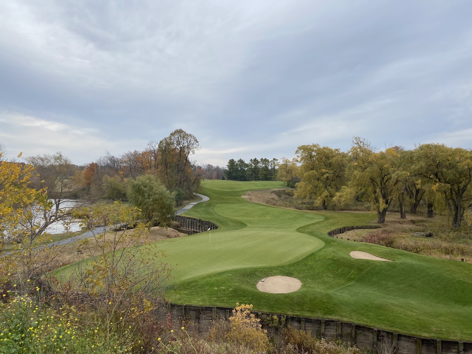 Blackwolf Run River Course, fairway bending along the Sheboygan River in Kohler, Wisconsin
