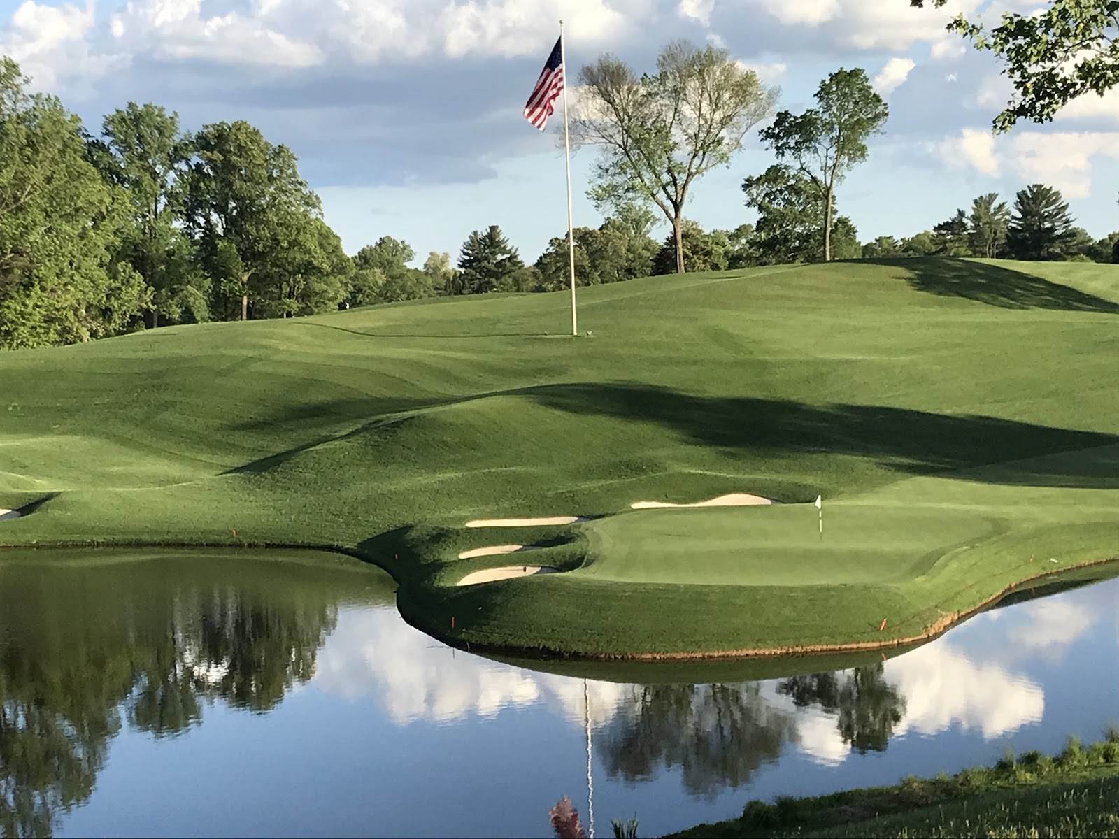 Congressional Country Club Blue Course, tree lined championship fairways and lakeside closing holes in Bethesda, Maryland