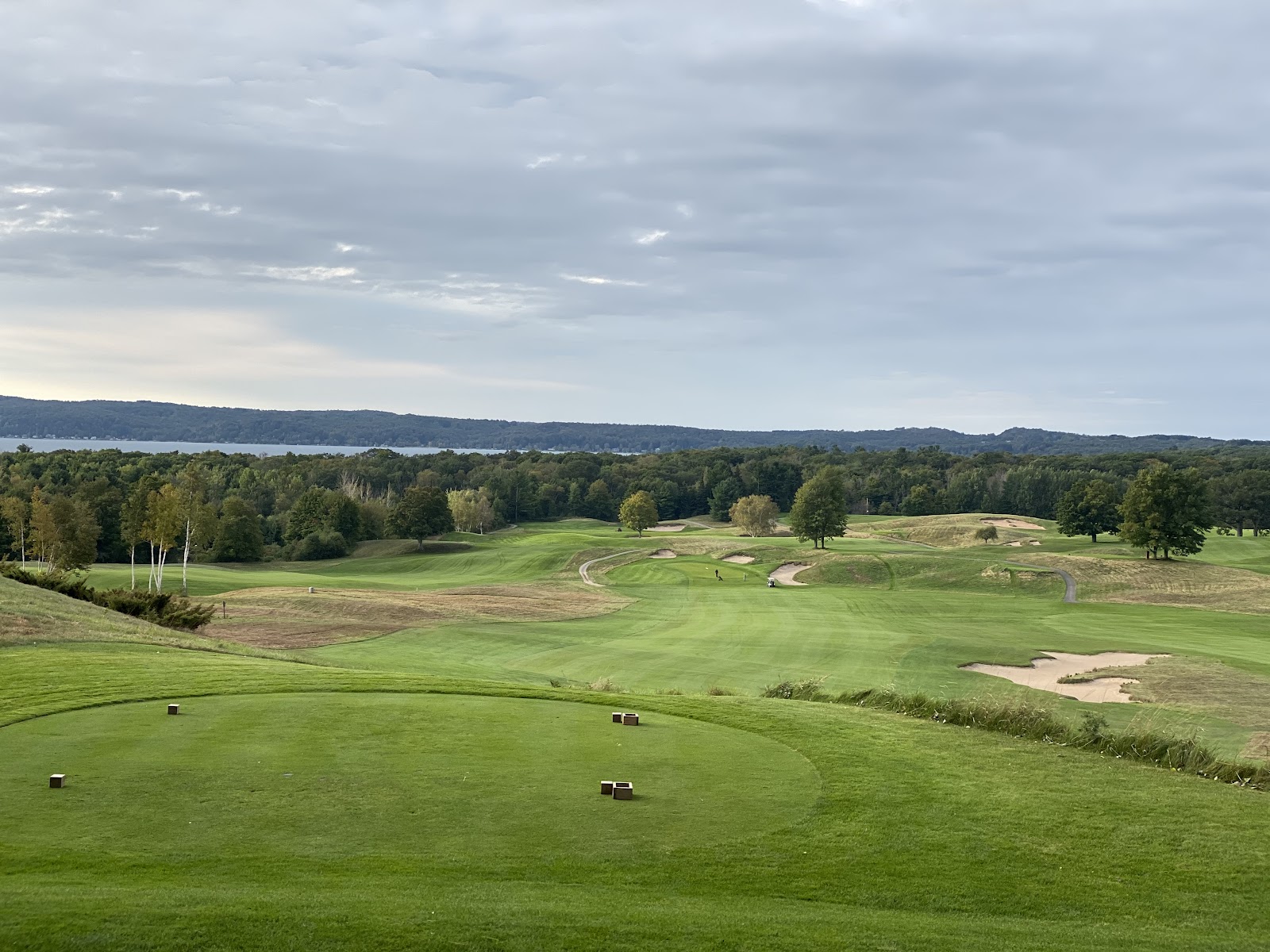 Crystal Downs Country Club, rolling fairway between Crystal Lake and Lake Michigan near Frankfort, Michigan