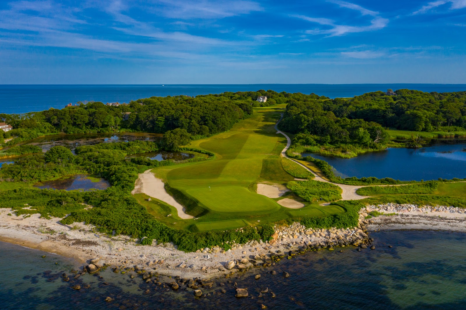 Fishers Island Club, Seth Raynor's clifftop holes above Long Island Sound, Fishers Island, New York