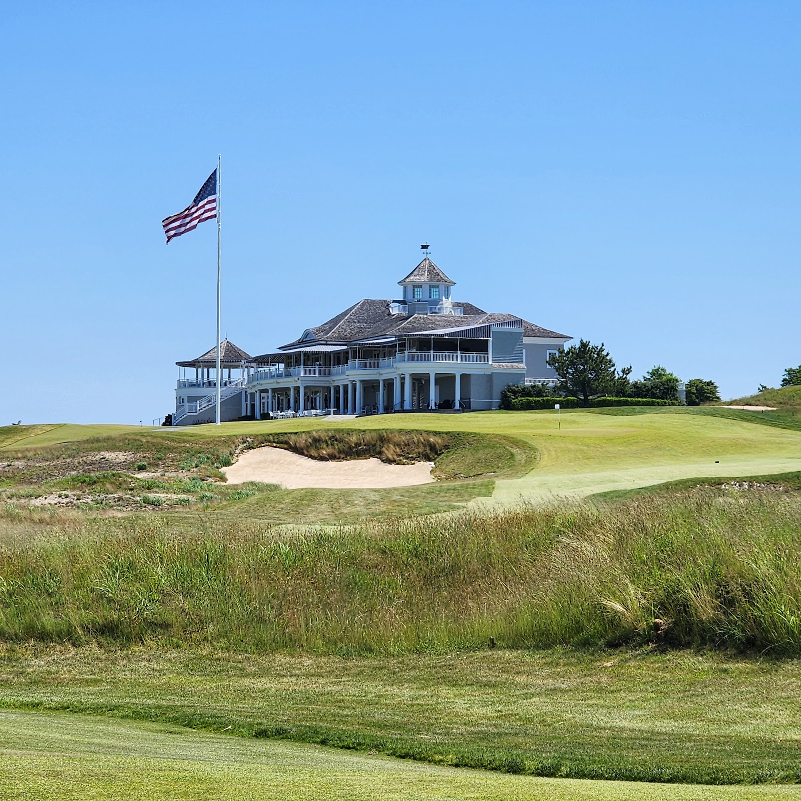 Sebonack Golf Club, coastal fairways above Great Peconic Bay near Southampton, New York