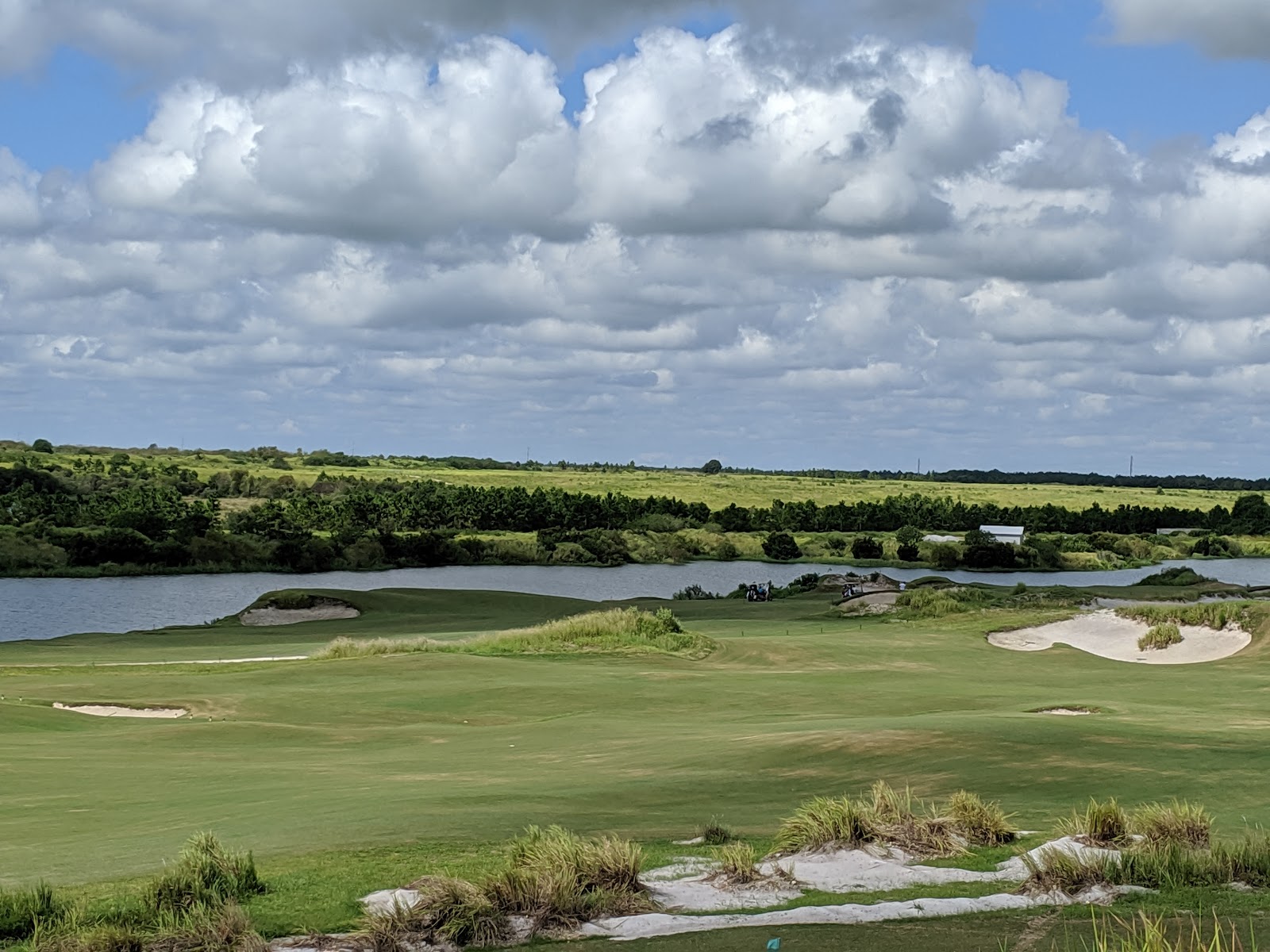 Streamsong Blue, a fairway tumbling through reclaimed sand dunes beside a deep mining lake in central Florida