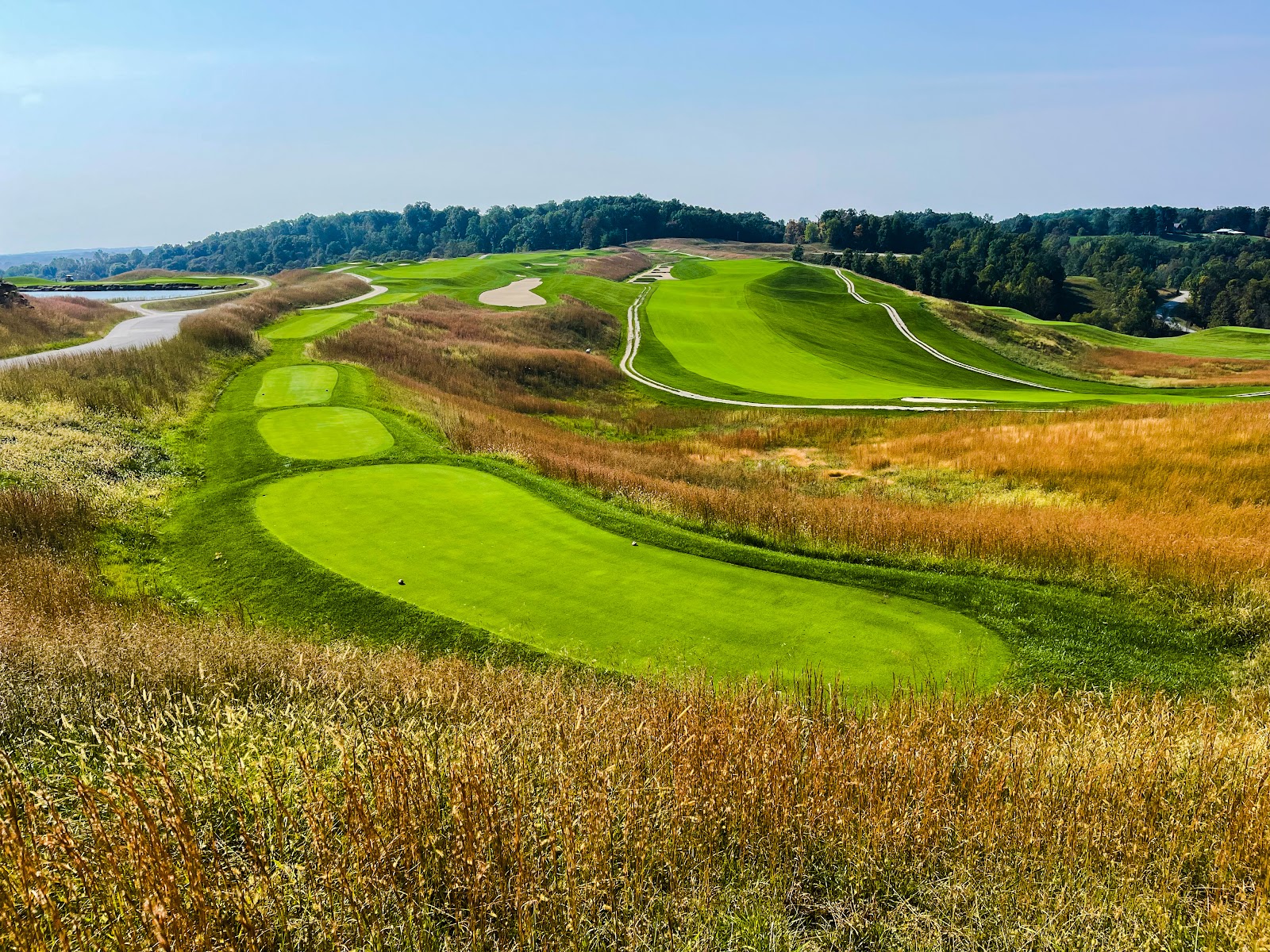 The Pete Dye Course at French Lick, hilltop fairways with long views over southern Indiana