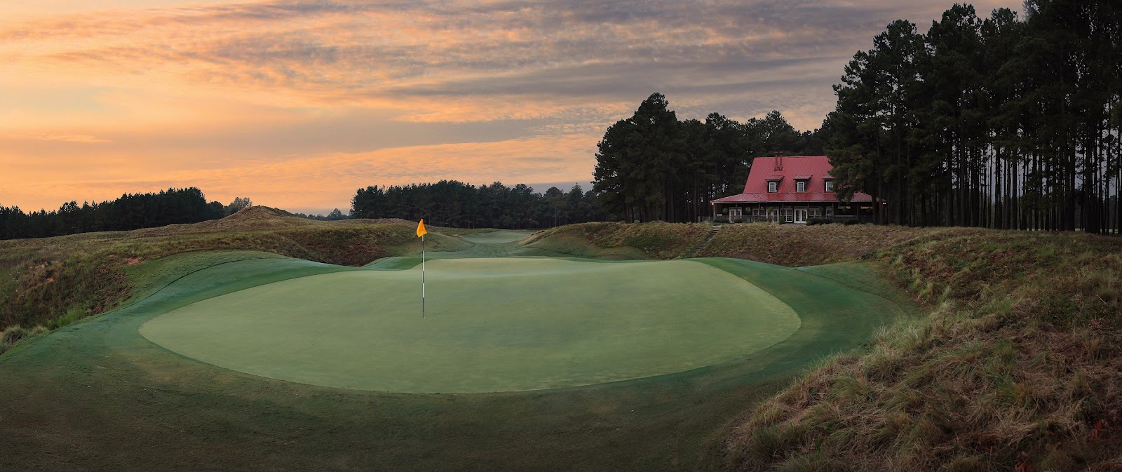 Tobacco Road Golf Club, dramatic sandy waste areas and elevated greens carved from a former quarry in the North Carolina Sandhills, Sanford