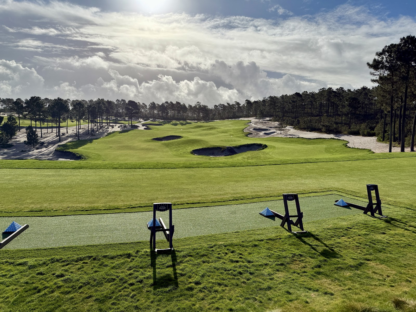 Dunas course at Terras da Comporta, sandy links fairways through umbrella pines near the Atlantic