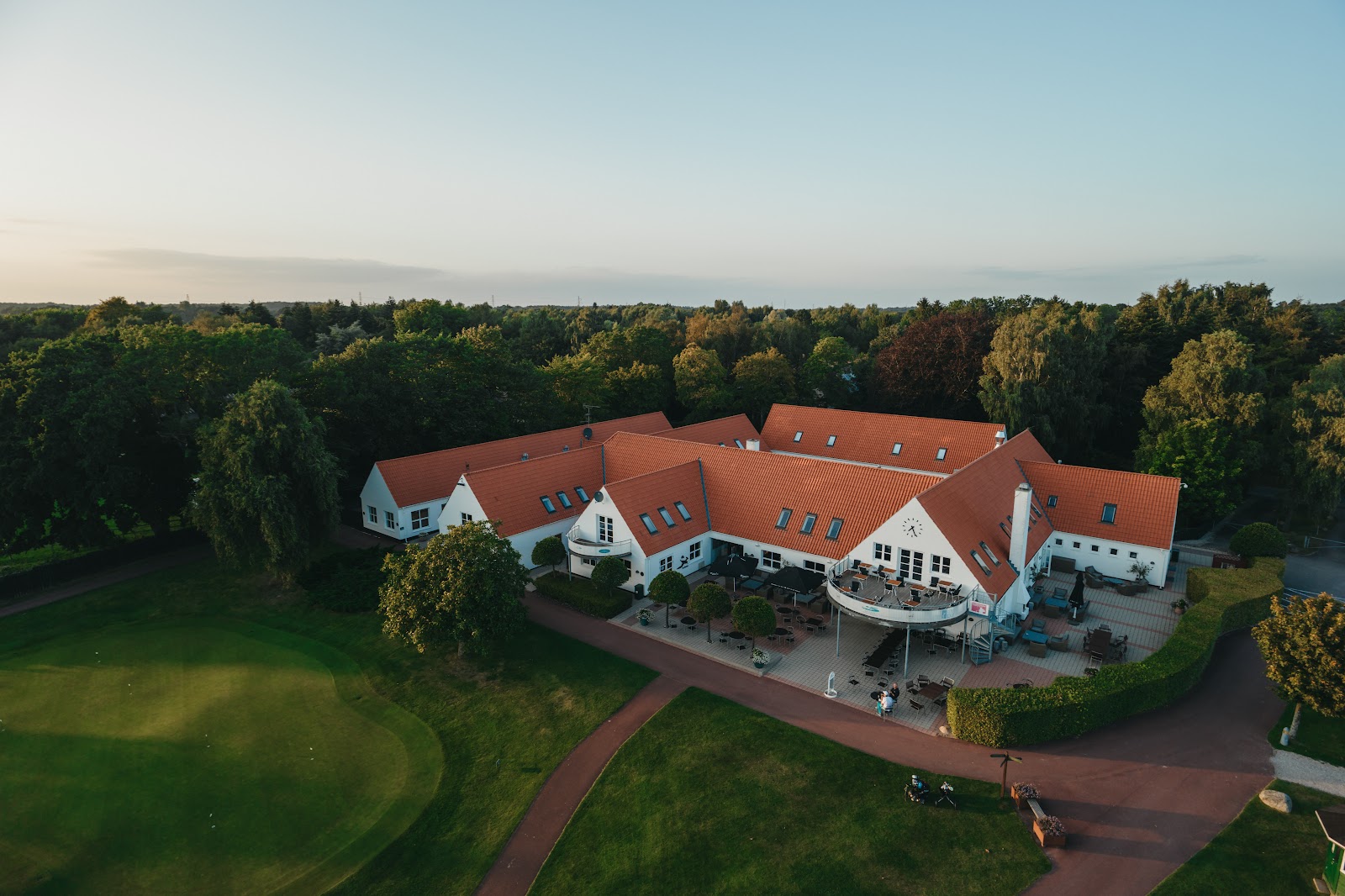 Simon's Golf Club north of Copenhagen, parkland fairway and mature trees in Denmark