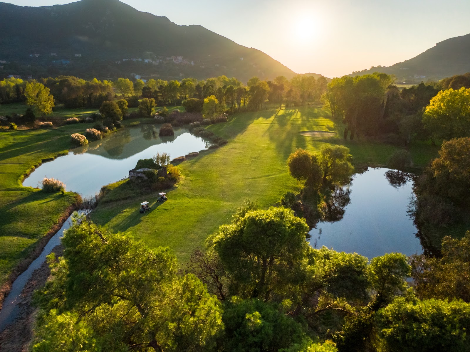 Corfu Golf Club in the Ropa Valley near Ermones, tree lined fairway on the island's only course