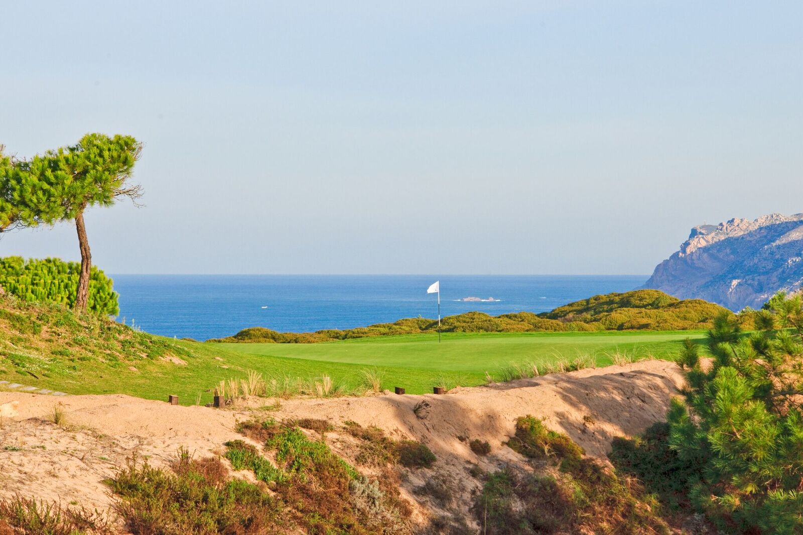 Oitavos Dunes golf course near Cascais, fairways through reforested dunes above the Atlantic