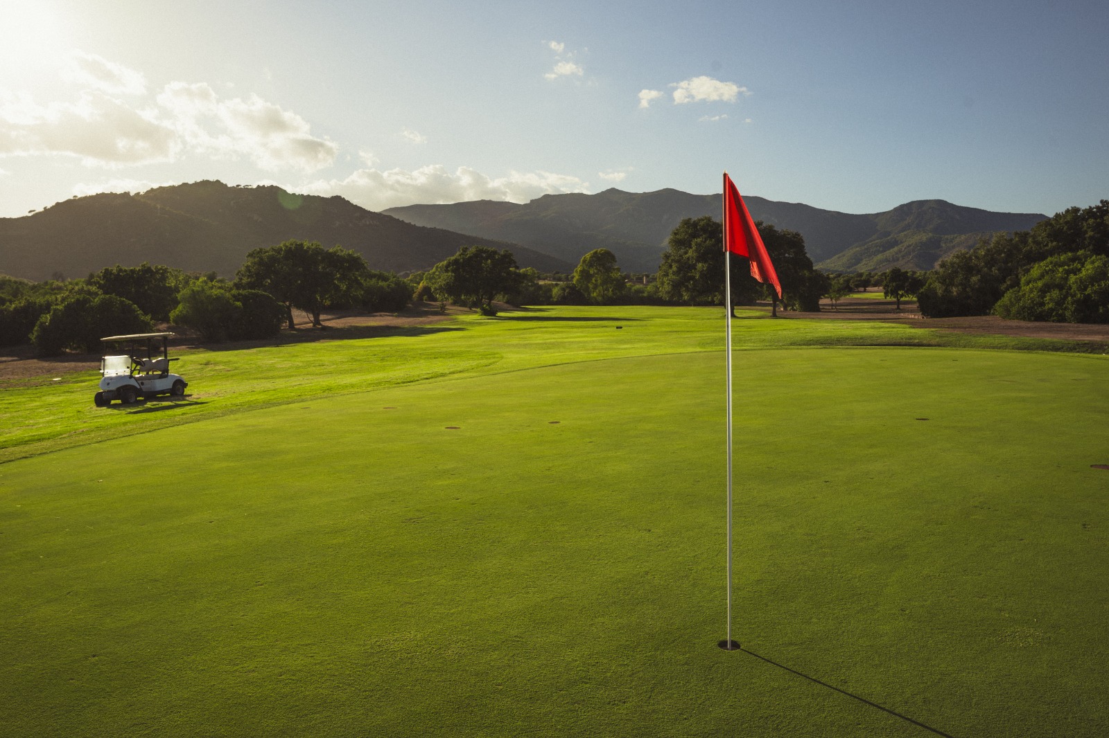 Is Molas Golf Club, fairways below the hills near Pula in southern Sardinia