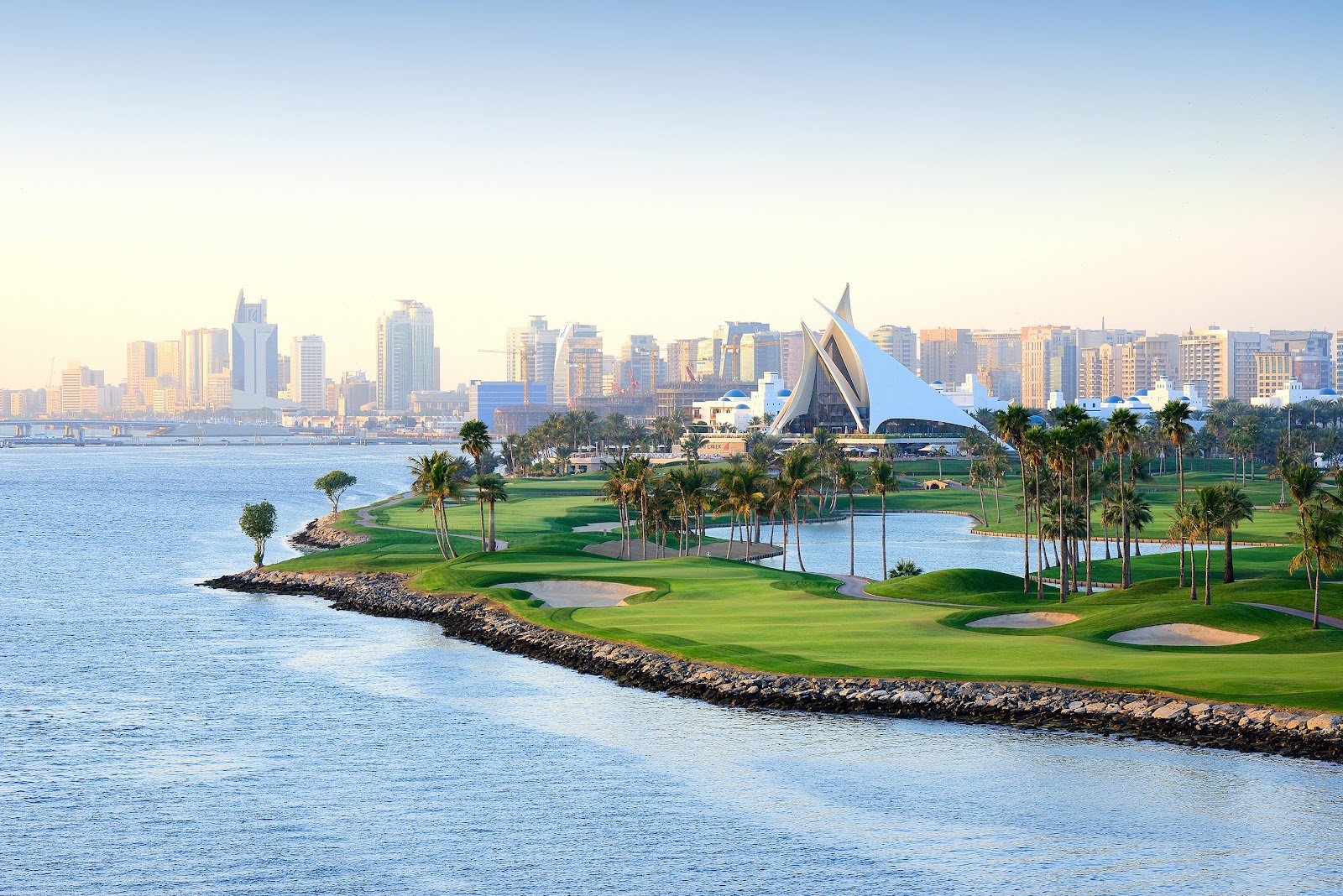 Dubai Creek Golf and Yacht Club beside the marina in Dubai