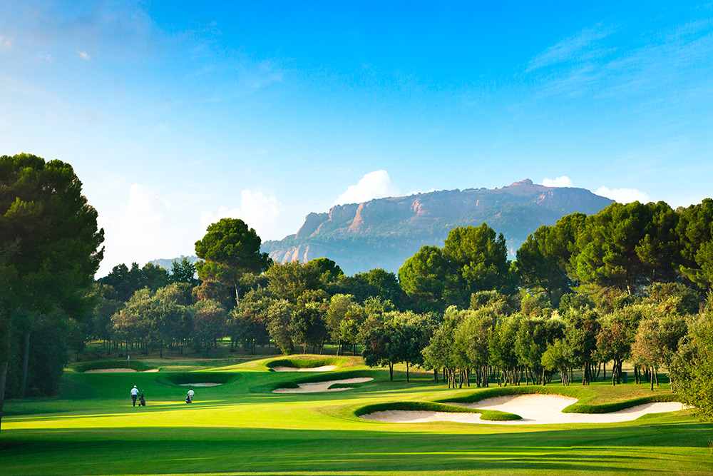 Real Club de Golf El Prat near Barcelona, Spain, tree lined championship fairway