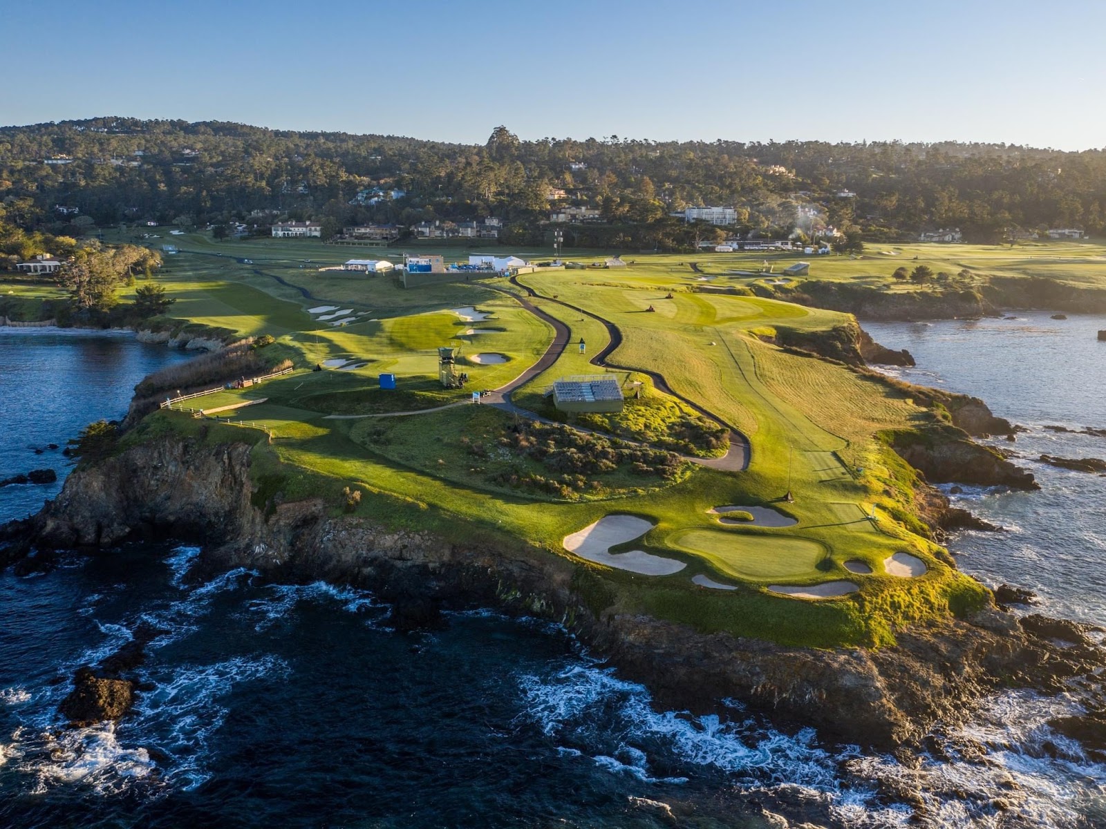 Pebble Beach Golf Links, California, fairways along the cliffs of Carmel Bay